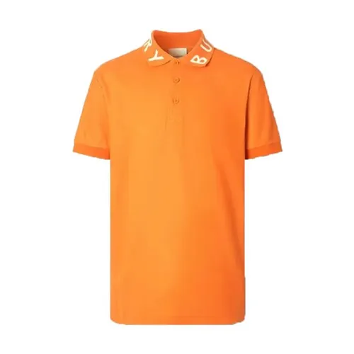 Áo Burberry Polo Logo Intarsia Cotton Piqué Polo Shirt Orange Màu Cam Size L