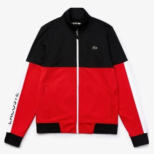 Áo Khoác Lacoste Áo Khoác Lacoste Men's Sport Colorblock Resistant Piqué Zip Sweatshirt Màu Đỏ Phối Đen Size XSSport Colorblock Resistant Piqué Zip Sweatshirt Màu Đỏ Size XS