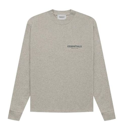 Áo Nỉ Fear Of God Essentials Long Sleeve Tee Dark Heather Oatmeal Màu Xám
