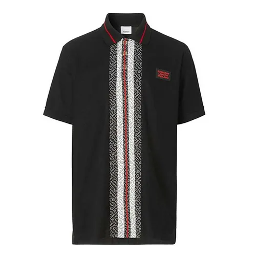 Áo Polo Burberry Monogram Stripe Shirt Màu Đen Size L