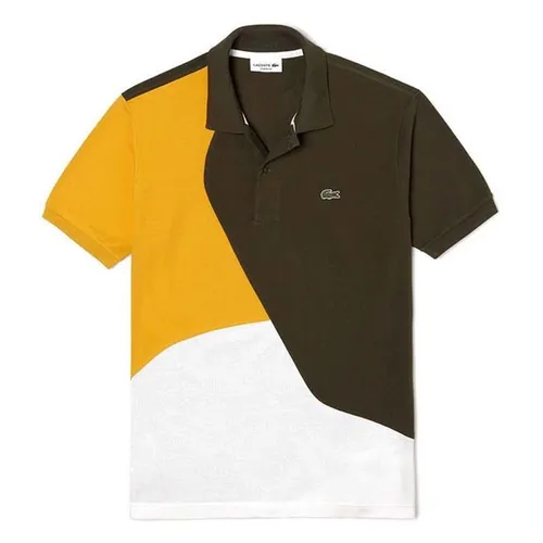 Áo Polo Lacoste L.12.12 Colorblock Thermoregulating Pique Phối Màu Trắng Vàng Rêu