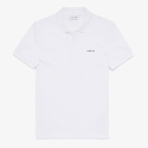 Áo Polo Lacoste Men's Short Sleeve Rainbow Block Logo Slim Fit Polo Shirt Màu Trắng Size L