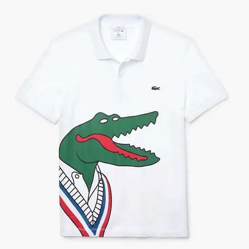 Áo Polo Unisex Lacoste Jean-Michel Tixier Print Classic Fit Polo Shirt Màu Trắng
