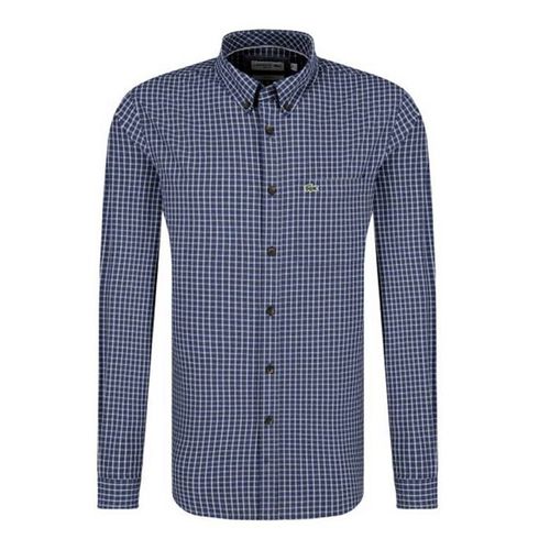 Áo Sơ Mi Lacoste Shirt Mens Navy And Purple Check Long Sleeve Top CH4886 00 CSB Màu Xanh Navy Size 39