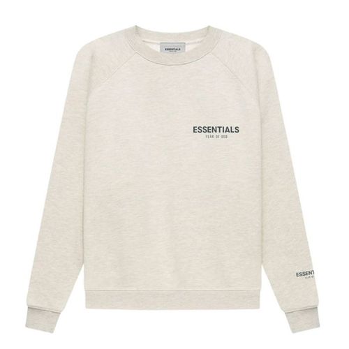 Áo Sweater Fear Of God Essentials Pullover Crewneck Light Heather Oatmeal Màu Xám Nhạt
