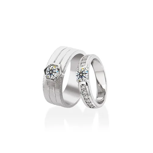 Nhẫn Cưới Kim Cương Jemmia Diamond 18K NC2021102333 Màu Trắng (Giá Chưa Bao Gồm Đá Chủ)