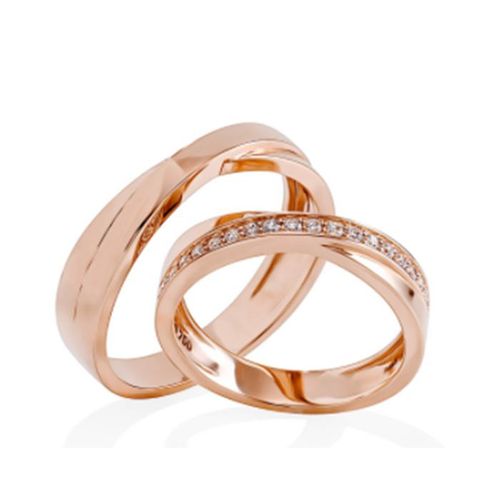 Nhẫn Cưới Kim Cương Phú Quý NK757065 Vàng Hồng