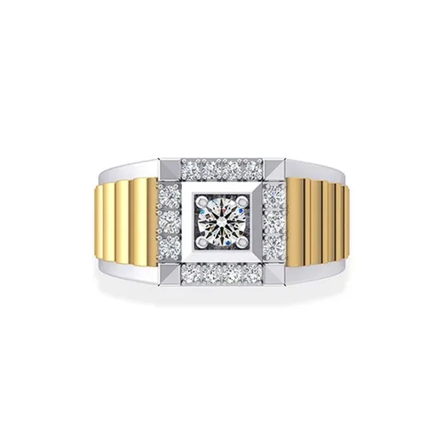 Nhẫn Jemmia Diamond Nam 18K VNM2021122435 Màu Vàng Trắng Đính Kim Cương (Giá Chưa Bao Gồm Đá Chủ)
