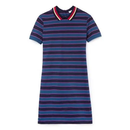 Váy Lacoste Women's Contrast Bands Striped Piqué Polo Dress Màu Xanh Phối Tím
