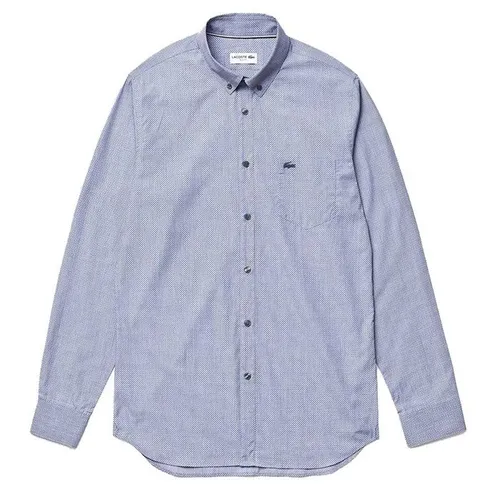 Áo Sơ Mi Lacoste Men's Printed Cotton Poplin Shirt CH6794-423 Màu Xanh Size 38