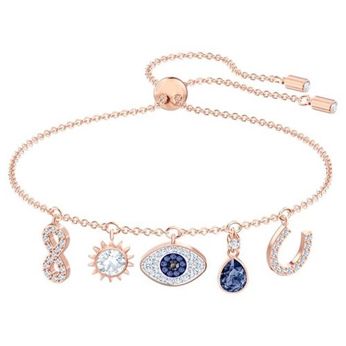 Vòng Đeo Tay Swarovski Symbolic Braceletinfinity, Evil Eye And Horseshoe, Blue, Rose Gold-Tone Plated 5497668 Màu Vàng Hồng C_SM