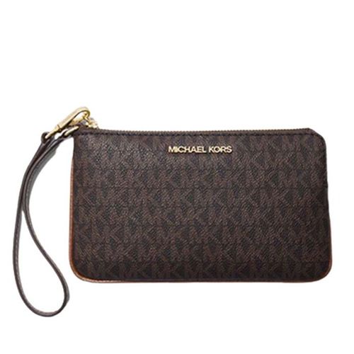 Ví Cầm Tay Michael Kors MK Jet Set Travel Large Logo Wristlet Màu Nâu