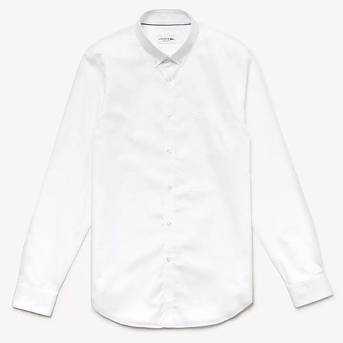Áo Sơ Mi Lacoste Men's Cotton Shirt Regular Fit From A Fine Peak Màu Trắng Size M