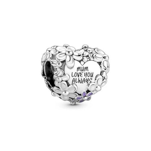 Hạt Vòng Charm Pandora Mom Daisy Heart Màu Bạc