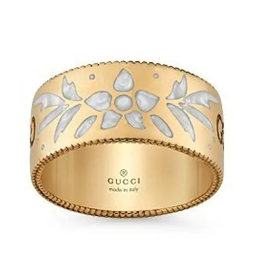 Nhẫn Gucci Icon Blooms Ring 18k Yellow Gold, Enamel Màu Vàng