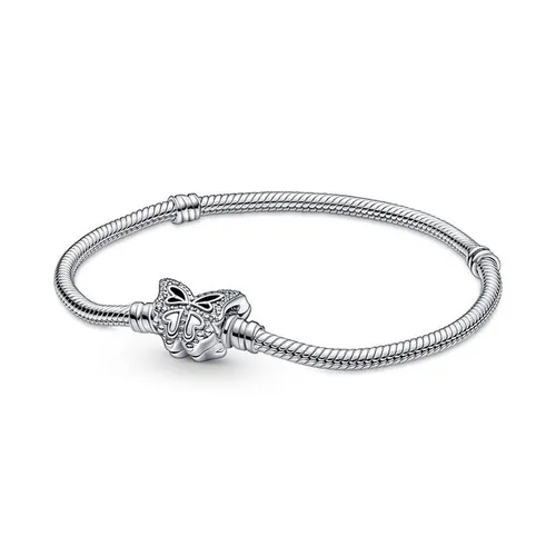 Vòng Đeo Tay Pandora Moments 590782C01 Chuỗi Rắn Khóa Bướm Màu Bạc Size 18