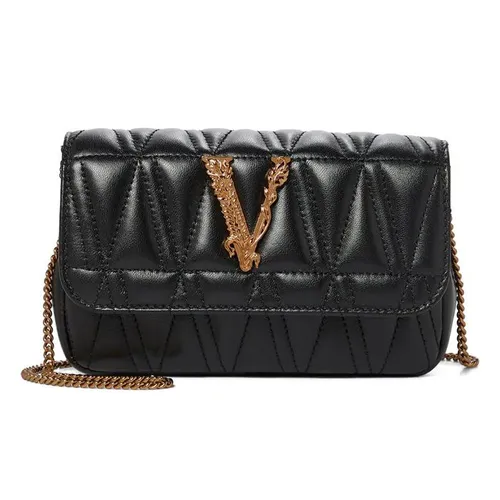 Túi Đeo Chéo Versace Virtus Quilted Nappa Leather Pouch Màu Đen Size 17