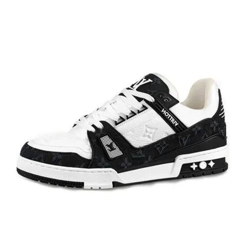 Giày Thể Thao Nam Louis Vuitton LV Trainer 1A9JG9 Màu Đen Trắng Size 40.5