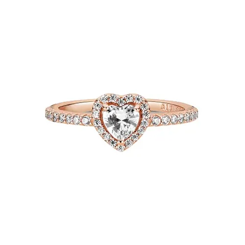Nhẫn Pandora Sparkling Elevated Heart Ring Màu Vàng Hồng Đính Đá Trắng  188421C02 Size 50