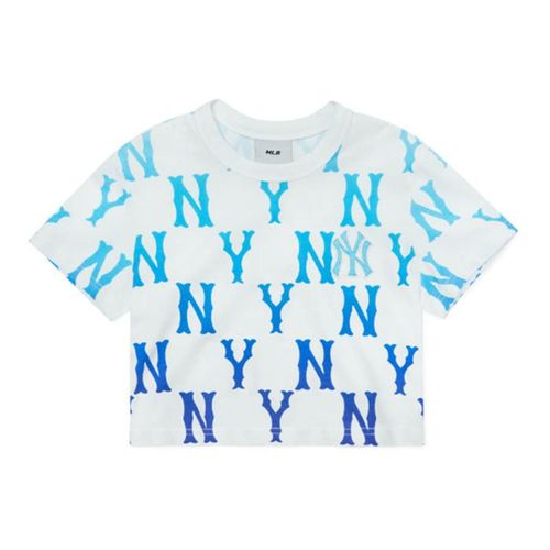Áo Croptop Nữ MLB Gradient Monogram New York Yankees 3FTSM6123-50BLS Màu Xanh Trắng Size S