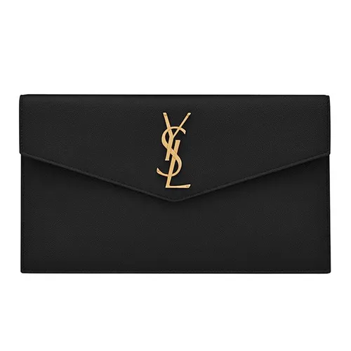 Túi Cầm Tay Nữ Yves Saint Laurent YSL Uptown Pouch In Grain De Poudre Embossed Leather Màu Đen Size 27
