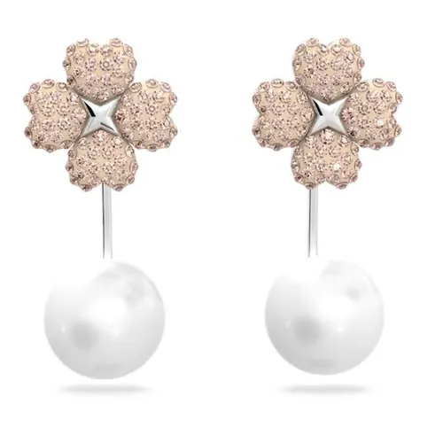 Khuyên Tai Swarovski Latisha Earring Jackets Flower, Pink, Rhodium Plated 5636486 Màu Hồng