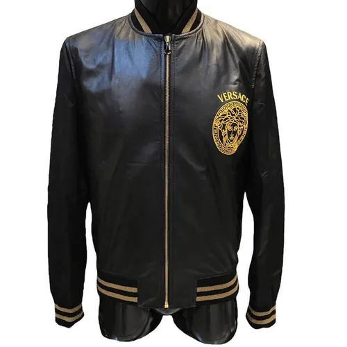 Áo Khoác Da Versace Jeans Couture Jackets In Logo Màu Đen