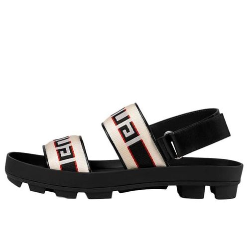 Dép Sandals Gucci Double Logo Strap Sandals Màu Be - Đen Size 40.5
