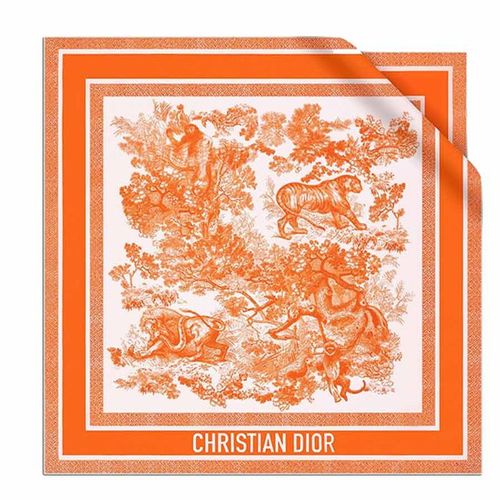 Khăn Dior Toile De Jouy Sauvage 70 Square Scarf Màu Cam