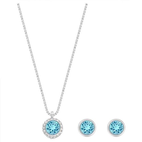 Set Dây Chuyền, Khuyên Tai Swarovski Flirt Set Blue, Rhodium Plated 5030716 Màu Xanh Blue