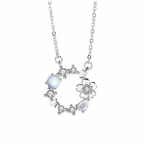 Dây Chuyền Lili Jewelry Bạc Nữ Đính Pha Lê Aurora Hình Vòng Hoa Audrey LILI_628865 Màu Bạc