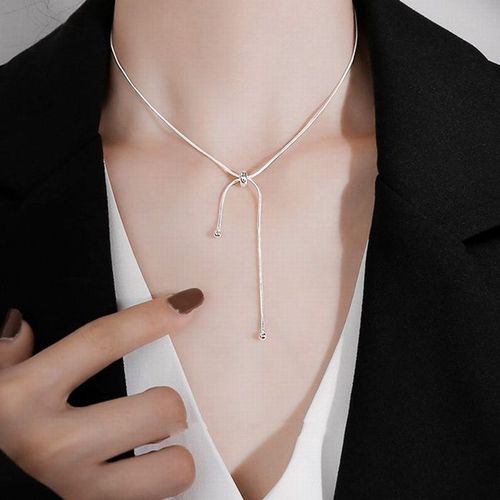 Dây Chuyền Lili Jewelry Choker Bạc Nữ Có Hạt Điều Chỉnh Độ Dài LILI_552599 Màu Bạc