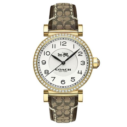Đồng Hồ Nữ Coach 14503397 Madison Brown Signature Leather Gold Glitz Watch Màu Vàng Trắng