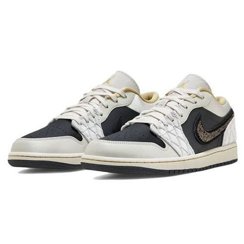 Giày Thể Thao Nike Jordan 1 Low 'Beaded Swoosh' DV1762-001 Màu Xám Đen Size 40