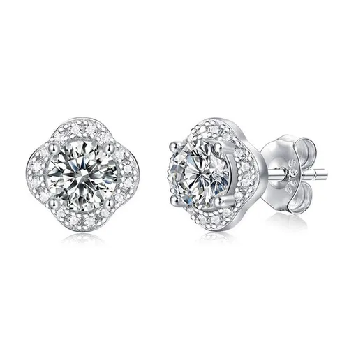 Khuyên Tai LiLi Jewelry Hình Cỏ Bốn Lá Sigrid Đính Kim Cương Moissanite Lili_378159 Màu Trắng