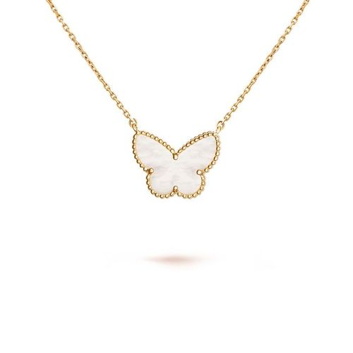 Dây Chuyền Jewery Luxury Lucky Alhambra Butterfly Pendant 18K Yellow Gold, Mother-Of-Pearl Màu Vàng Gold Size 15mm