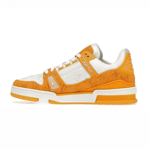Giày Thể Thao Nam Louis Vuitton LV Trainer Sneaker 1A9JHD Màu Trắng Vàng Size 42