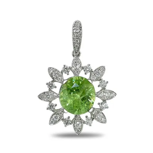 Mặt Dây Chuyền Sherlyn Diamond MS1371 Vàng Trắng 18k Đính Kim Cương Tourmaline Màu Xanh Lá