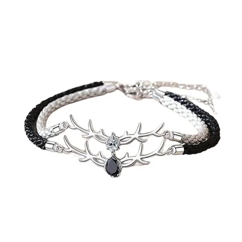 Vòng Đeo Tay Đôi LiLi Jewelry Dây Bện, Hình Gạc Nai Lili_158273 Màu Đen/Bạc