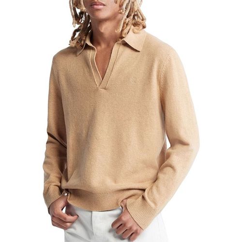 Áo Len Polo Calvin Klein Merino Wool Blend Polo Sweater CK 40JP314210 - Beige Màu Be Size S