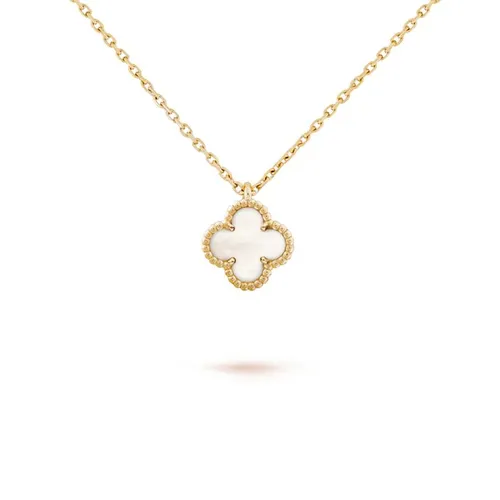 Dây Chuyền Jewery Luxury Alhambra Vintage 18k Gold M.O.P Rose Gold Màu Vàng Hồng Size 9mm