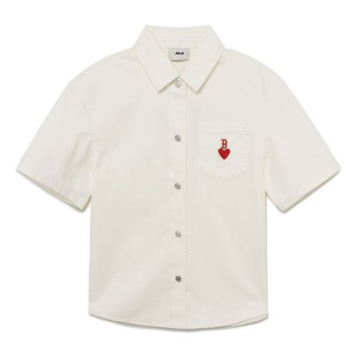 Áo Sơ Mi MLB Denim Boston Red Sox 3FDRH0233-43CRS Màu Trắng Size XS
