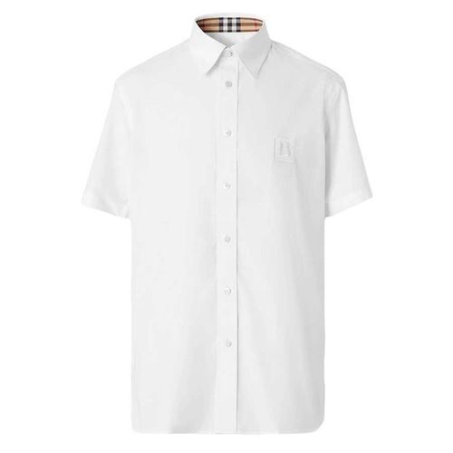 Áo Sơ Mi Nam Burberry Square Logo Embroidered Màu Trắng Size M