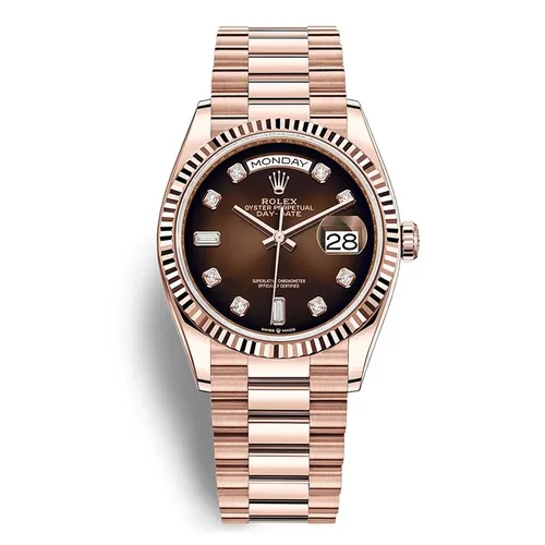 Đồng Hồ Rolex Day-Date 36 128235 Màu Nâu Vàng Hồng