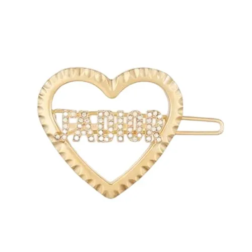 Kẹp Tóc Nữ Dior Barrette Gold Tone Metal And White Crystals J'adior Màu Vàng