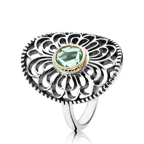 Nhẫn Nữ Pandora Vintage Allure 14K Gold & Green Spinel Ring 190885SSG Màu Bạc