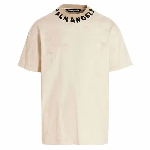 Áo Phông Nam Palm Angels Beige Neck Logo Printed Tshirt PMAA072S23JER0070110 Màu Be