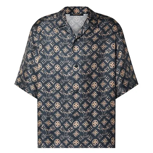 Áo Sơ Mi Nam Louis Vuitton LV 1ABJLV Monogram Pattern Shirt Màu Xanh Phối Họa Tiết