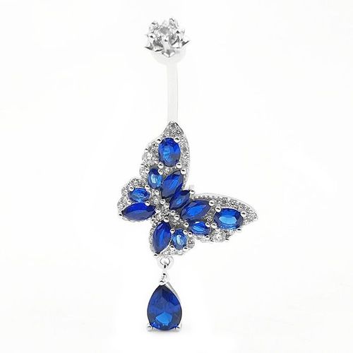 Khuyên Rốn Nữ LiLi Jewelry Đính Đá CZ Hình Hồ Điệp Veronica LILI_671974 Màu Xanh Dương