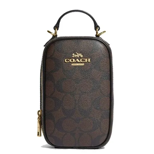 Túi Đeo Chéo Đựng Điện Thoại Nữ Coach Eva Phone Crossbody In Signature Canvas CC872 Màu Nâu Đen  